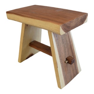 Vintage Natural Handmade Hardwood Munger Wood Side Table, Stool, or Bench For Sale