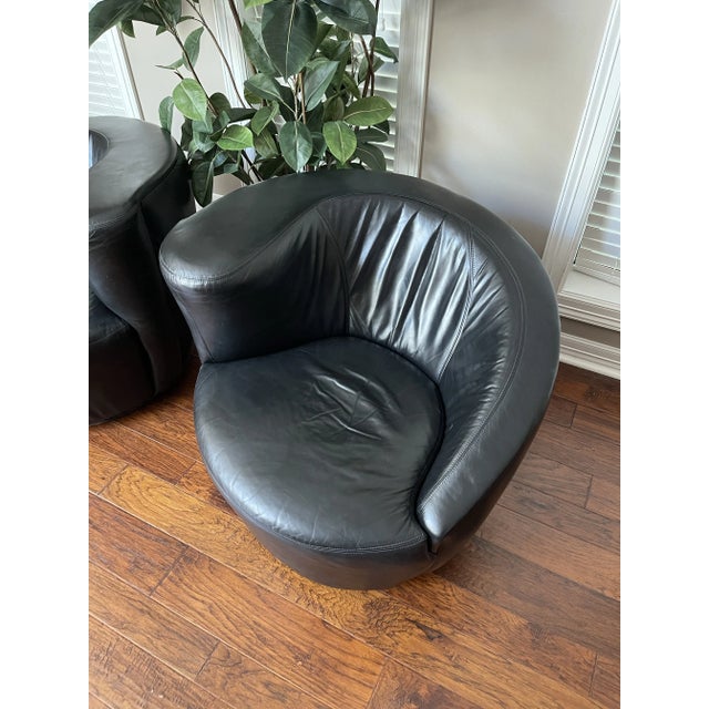 1970s Vladimir Kagan "Nautilus" Asymmetrical Swivel Chairs for Directional - Set of 2 For Sale - Image 9 of 12