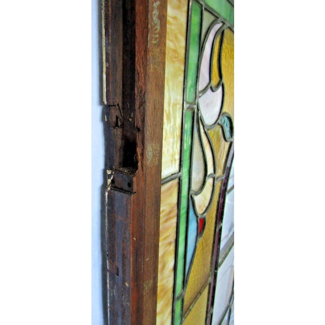 Yellow 1880s Stained Glass Mirror Base Brooklyn Ice Cream Parlor Storefront Windows For Sale - Image 8 of 18