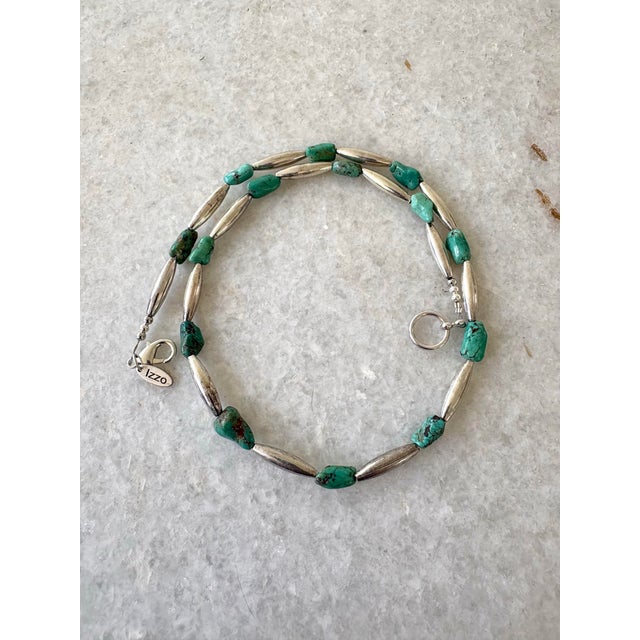 American Vintage Southwestern Necklace Silver Beads With Turquoise Nugget Beads. By Matthew Izzo For Sale - Image 3 of 3