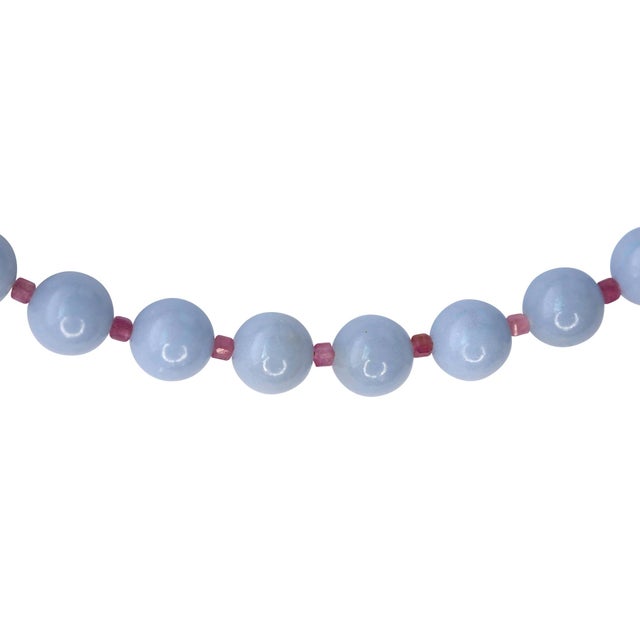 Modern Angelite Tourmaline Alternating Necklace For Sale - Image 3 of 7