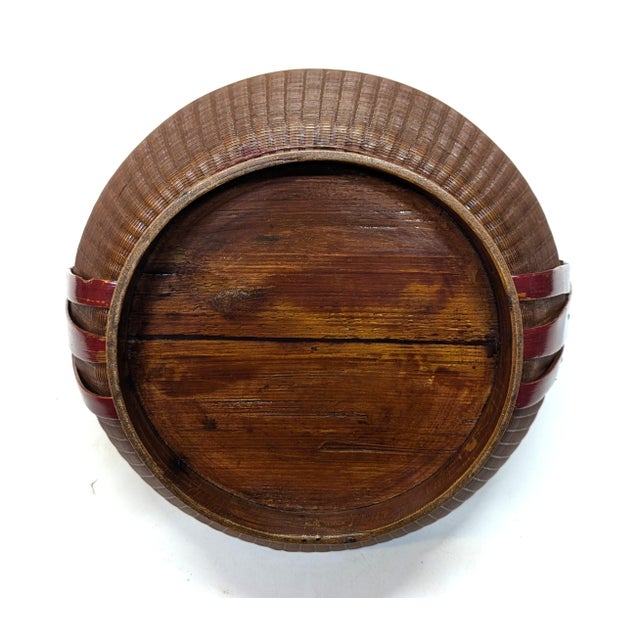 Antique Chinese Swoop Handle Wedding Basket of woven rattan and bamboo. Called a wedding basket as gifts from the wedding...