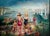 Vintage Oil Painting of Swimmers and Sailboats on Beach For Sale - Image 4 of 9