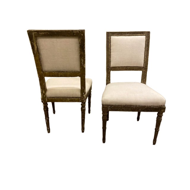 Linen Early 20th Century Antique Italian Accent Chairs - Pair For Sale - Image 8 of 8
