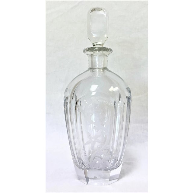 Vintage Signed and Numbered Etched Crystal Decanter With Stopper For Sale - Image 13 of 13