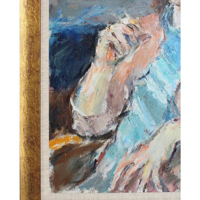 Carlo Striccoli, Woman Alone with Her Thoughts', 1960s, Oil on Canvas For Sale - Image 6 of 18