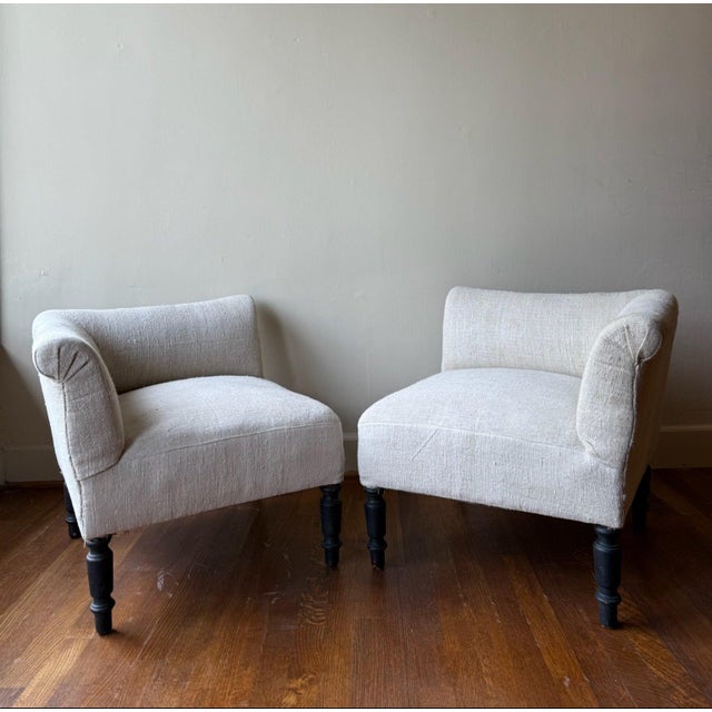 Art Deco Mid 20th Century Pair of French Art Deco Tete-a-Tete Chairs For Sale - Image 3 of 6