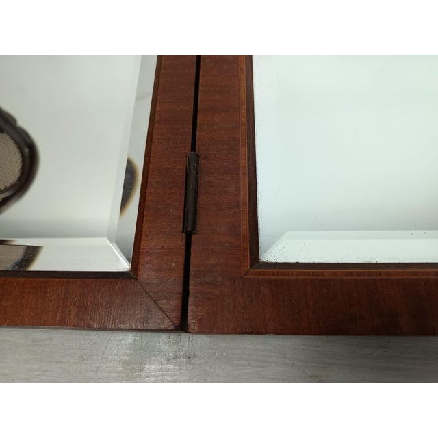 Antique Walnut Triptych Mirror For Sale - Image 9 of 15