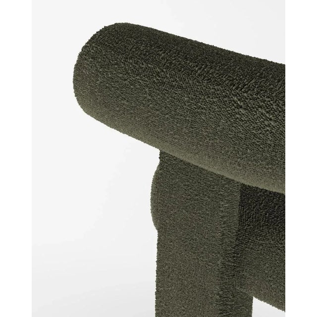 Modern Collector Modern Cassette Chair Fully Upholstered in Bouclé Olive Fabric by Alter Ego For Sale - Image 3 of 5