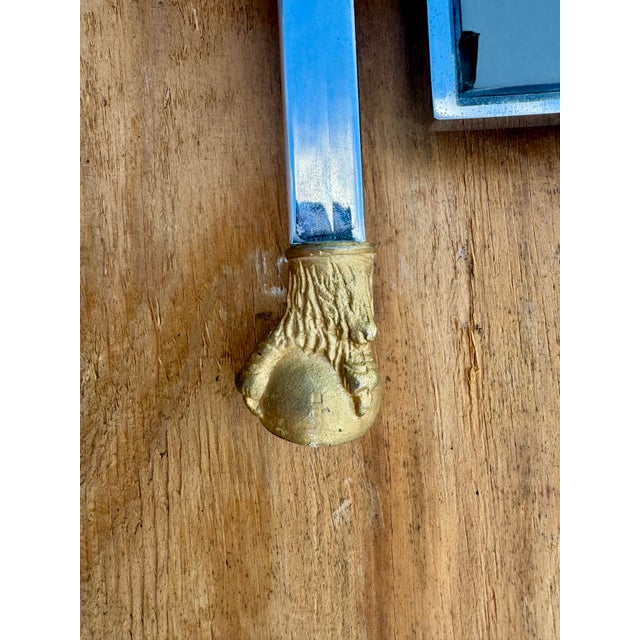 Metal Knockout Falcon Head Claw Foot Fine Detail Cast Gilt Metal Chrome Mirror Gardner 1974 Style of Mason Jansen For Sale - Image 7 of 12