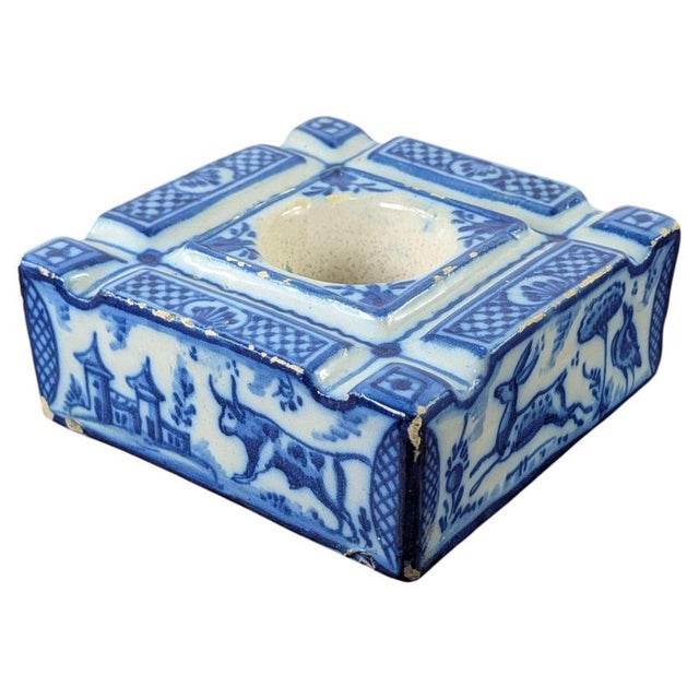 18th Century Spanish Tin-Glazed Talavera De La Reina Blue and White Inkwell For Sale - Image 13 of 13