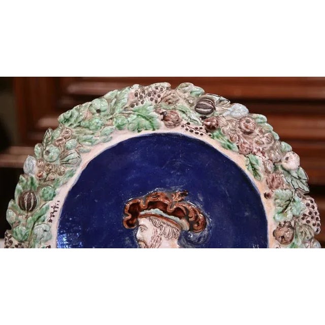 19th Century French Hand Painted Barbotine Chargers - A Pair For Sale - Image 10 of 11