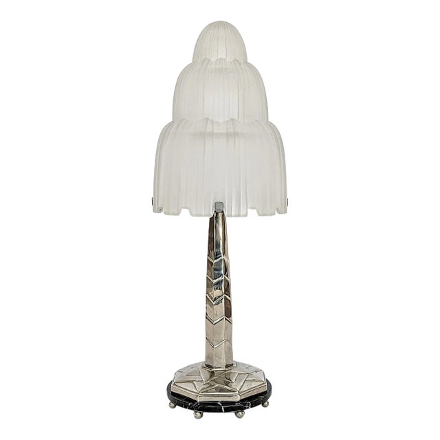 French Art Deco Table Lamp Signed by Sabino (pair available) For Sale