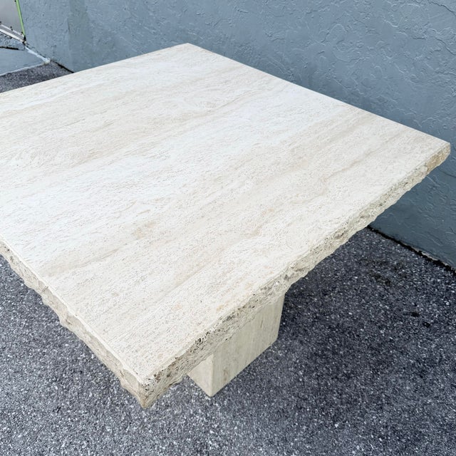 Mid 20th Century Vintage Italian Travertine Square Top Dining Table For Sale - Image 5 of 11