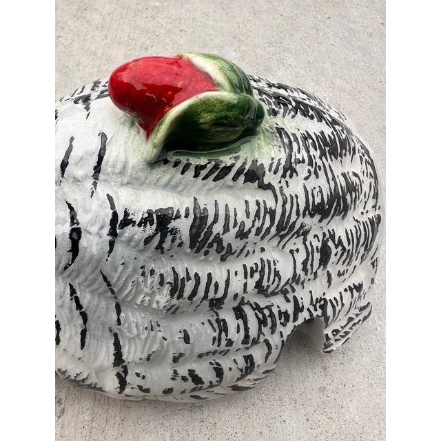 Ceramic Mid Century Vintage Italian Majolica Turkey Tureen Bowl With Ladle Thanksgiving For Sale - Image 7 of 8
