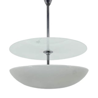 Functionalist Bauhaus Chrome & Glass Pendant Light, 1930s For Sale