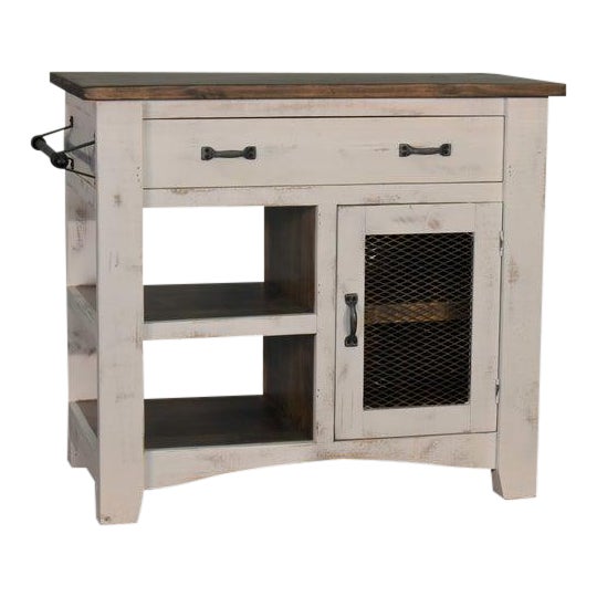 Crafters And Weavers Greenview Kitchen Island Distressed White