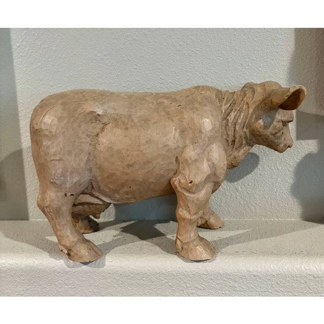 Wonderful Vintage Cow Sculpture Standing 9” High X 15” Long For Sale - Image 6 of 8