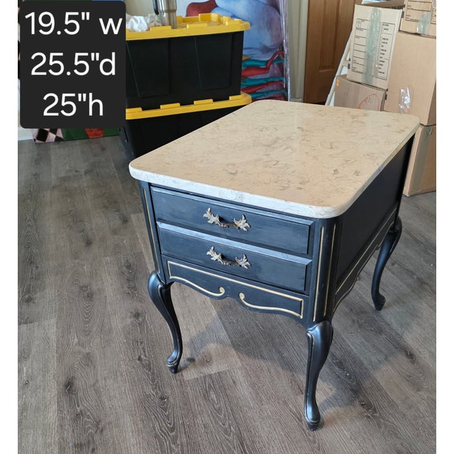 Black French Stone Top End Table or Nightstand For Sale - Image 8 of 10