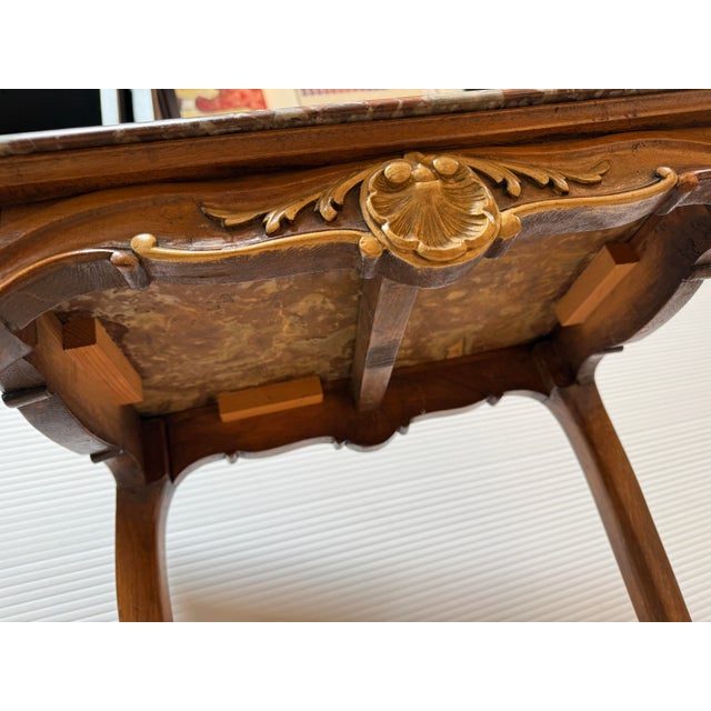 Burgundy Antique French Louis XV Rouge Griotte Marble Top Accent Table For Sale - Image 8 of 12