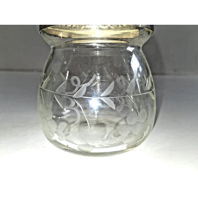 Art Deco Early 20th Century Kirk & Son Sterling Silver Repousse & Etched Glass Jam/Condiment Jar With Spoon For Sale - Image 3 of 7