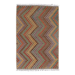 Afghan Kilim Handspun Wool Rug - 6′6″ × 9′9″ For Sale