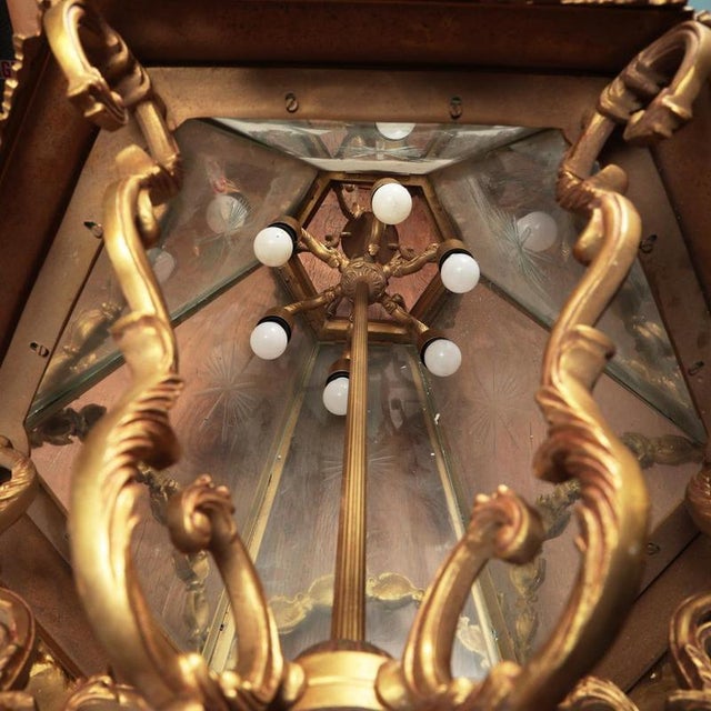 Rococo French Rococo Revival Gilt Lantern Pendant, 1940s For Sale - Image 3 of 10