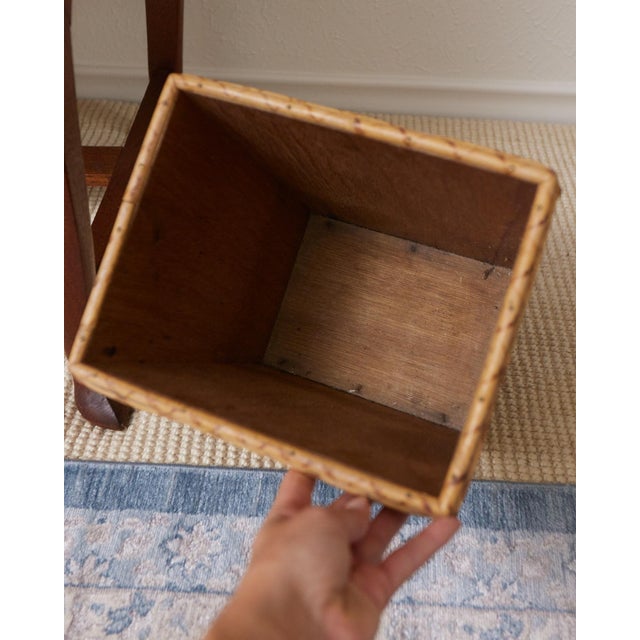 Vintage Scorched Rattan Waste Basket For Sale - Image 4 of 9