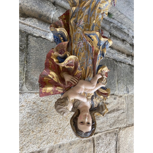 Unique sculpture and painting all hand craved and hand painted by masters of the art. Gold leaf (real one) .