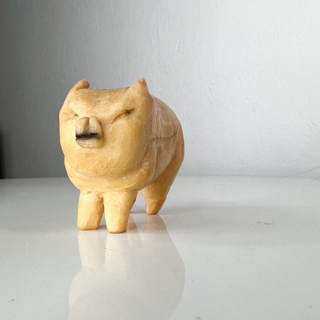 Tan 1940s Folk Art Modern Vintage Pig Castile Soap Sculpture Carving For Sale - Image 8 of 11