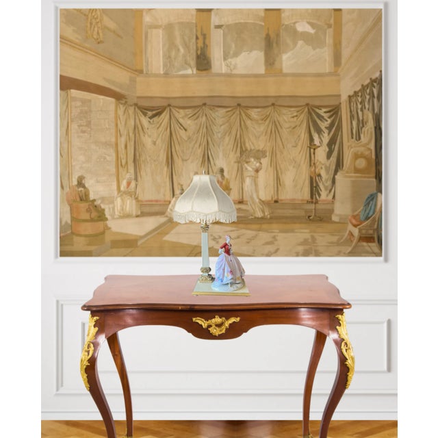 Wood Royal Dux Porcelain Lady Holding Her Dog Table Lamp For Sale - Image 7 of 18