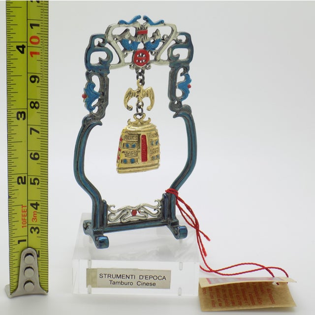 Vintage Italian Handmade Genuine Silver Ritual Chinese Bell With Stand by Etruria of Florence, 1980s Solid 800 Silver Chinoiserie Sculpture For Sale - Image 11 of 11