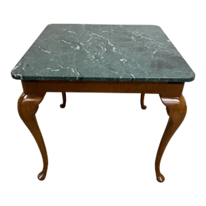 Vintage Queen Anne George II Style Marble Top Dining Breakfast Table
