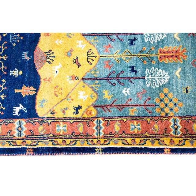 Teal Mid-20th Century Persian Bidjar Pictorial Rug For Sale - Image 8 of 14