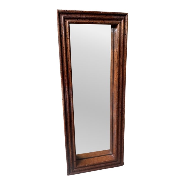 Small Vintage Wooden Wall Mirror For Sale
