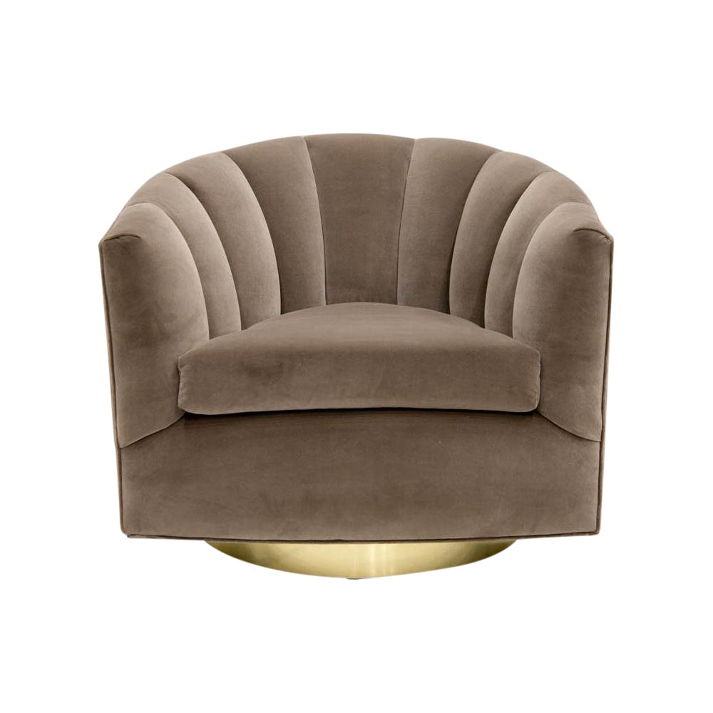 Taylor Swivel Chair in Taupe Velvet Floor Model Chairish