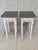 Antique Pine Nightstands Painted White With Gray Banding and Black Tops - A Pair For Sale - Image 15 of 17