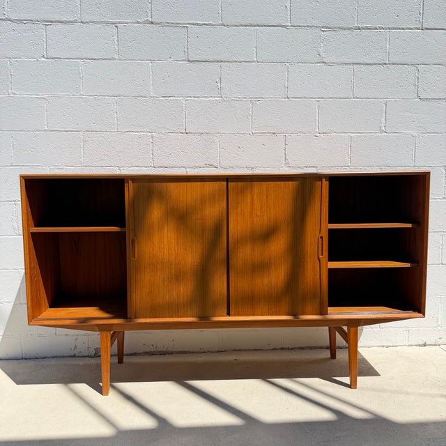 Omann Jun Møbelfabrik 1960s Danish Modern Teak Highboard by Omann Jun Møbelfabrik, Attributed For Sale - Image 4 of 12