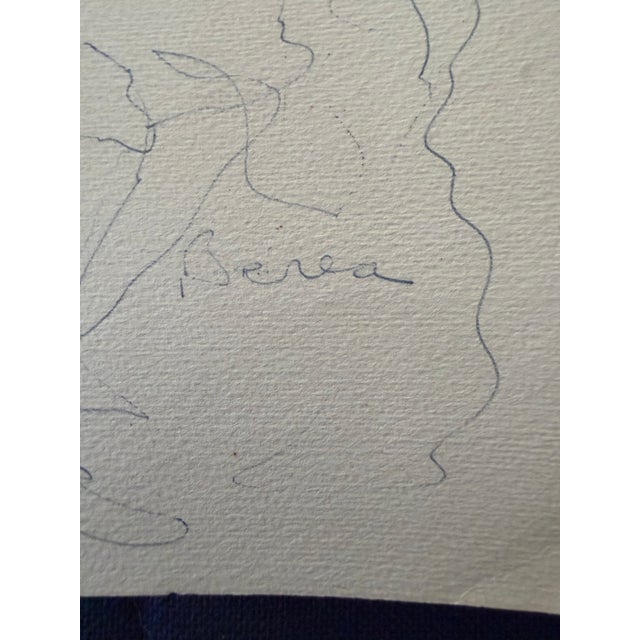 Figurative Mid Century Modern Pencil Sketch by Dimitrie Berea of a Smiling Woman For Sale - Image 3 of 3