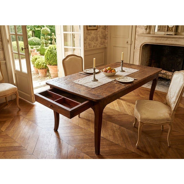 Chestnut 18th-Century French Louis XV Provincial Oak Library & Small Dining Table For Sale - Image 8 of 11