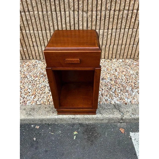 Early 20th Century Art Decor Style Mahogany Burled Wood Open Space Bedside Table or Side Cabinet. For Sale - Image 5 of 11