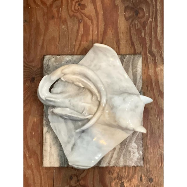Stone Vintage Carrera Marble Stingray Sculpture For Sale - Image 7 of 13