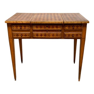 Antique Inlay Veneer Italian Vanity With Diamond Pattern For Sale