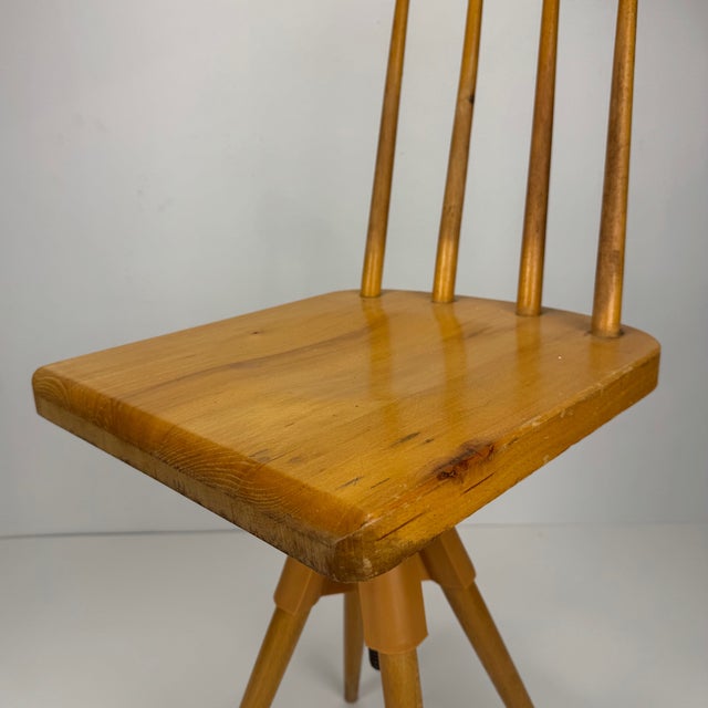 1970s Small Mid-Century Wooden Swivel Chair, 1970s For Sale - Image 5 of 8