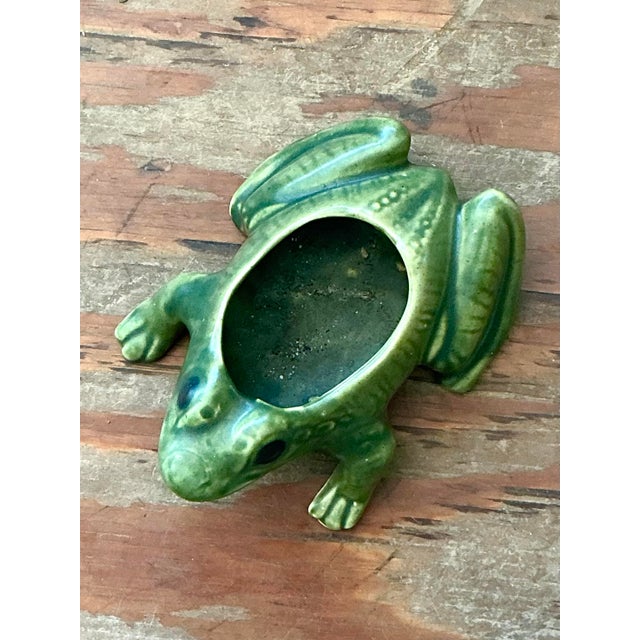 Vintage Boho Glazed Ceramic Frog Planter For Sale - Image 4 of 12