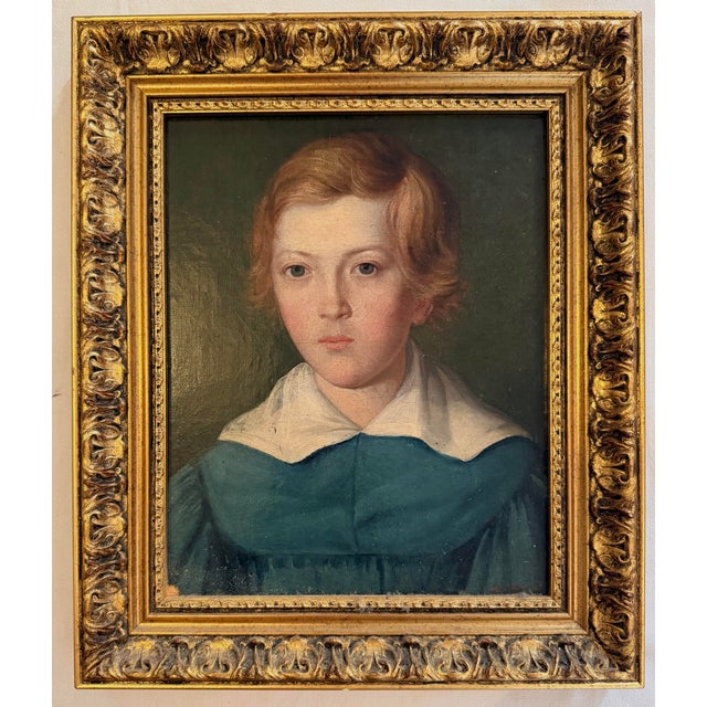 Portraiture Young Dutch Man in a Green Shirt Oil on Panel, 19th-Century Holland For Sale - Image 3 of 12