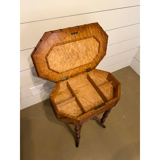 19th Century Faux Bamboo Sewing Table For Sale - Image 4 of 11