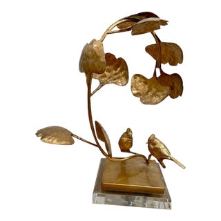Chelsea House Lotus and Sparrow Deco Accent Figurine For Sale