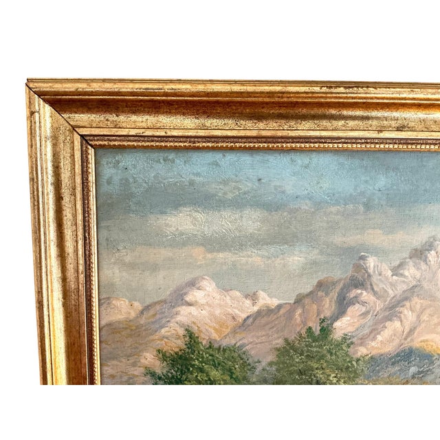 Early 20th Century Early 20th Century Original Signed Hipp Dingemans Oil Painting Alpine Scene Landscape, Framed For Sale - Image 5 of 12