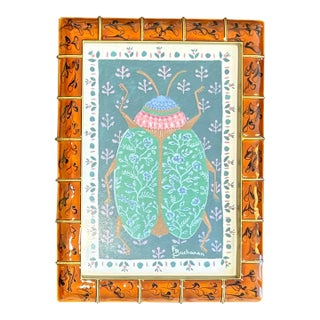 Contemporary Felicity Buchanan Repro Print of a Colorful Beetle in Tortoise-Style Frame For Sale